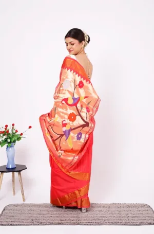 aboli colour saree handloom paithani