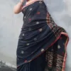 Black Handloom Cotton Jamdani Saree