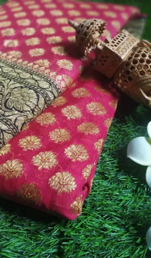 Red & Gold Handwoven Pure Georgette Banarasi Saree
